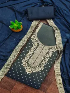 Peachmode Floral Woven Design Stone Work Jacquard Unstitched Dress Material