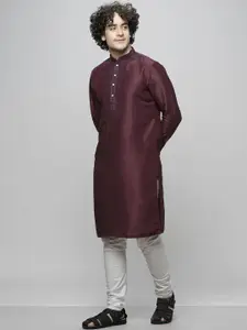 MAAHI FABS Floral Embroidered Mandarin Collar Straight Kurta with Churidar