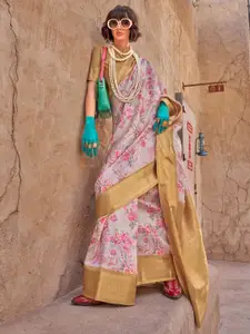 Mitera Floral Printed Zari Traditional Sungudi Saree