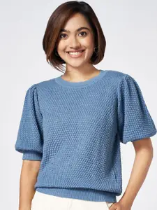 Honey by Pantaloons Women Solid Round Neck Cotton Pullover Sweatshirt