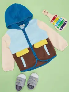 Pantaloons Baby Boys Colourblocked Hood Front-Open Sweatshirt