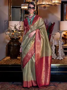 Mitera Ethnic Motifs Woven Design Zari Tissue Banarasi Saree