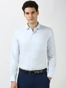 Peter England Elite Men Spread Collar Textured Cotton Formal Shirt