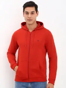 Allen Solly Men Solid Hood Cotton Front-Open Sweatshirt