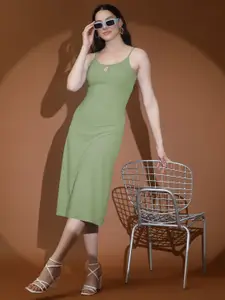 Kotty Shoulder Straps Solid A-Line Midi Dress