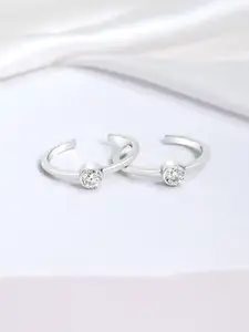 Zavya 925 Sterling Silver Rhodium-Plated Cubic Zirconia Stone Studded Toe Rings