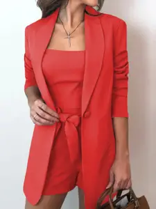 KPOP Red Halter Neck Blazer & Shorts Co-ords