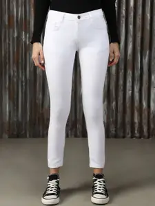 High Star Women Solid High-Rise Slash Knee Jeans