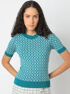 Vero Moda Women Geometric Printed Round Neck Top