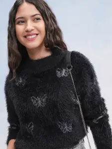 Tokyo Talkies Women Ribbed Long Sleeves Pullover