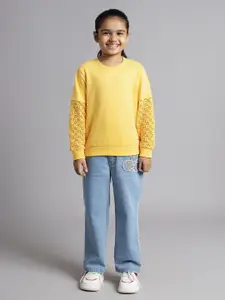 Ed-a-Mamma Girls Solid Round Neck Cotton Pullover Sweatshirt