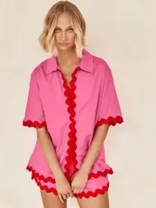 MIAKEE Spread Collar Shirt With Shorts