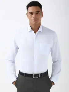 Peter England Men Spread Collar Solid Cotton Formal Shirt