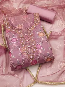 KIMISHA Embellished Organza Unstitched Dress Material