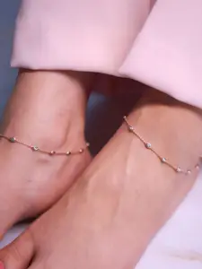 Zavya 925 Sterling Silver Rose Gold-Plated Beaded Anklets