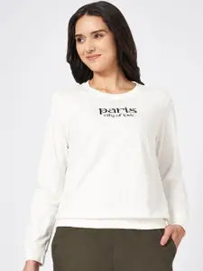 Honey by Pantaloons Women Typography Printed Round Neck Cotton Pullover Sweatshirt