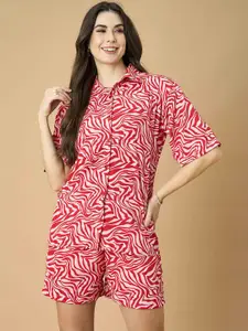 Murcia Animal Printed Short Sleeves Shirt With Short