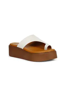 Viviblu Women Colourblocked Leather Platform Sandals