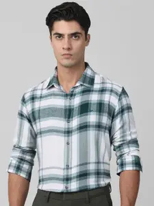 Mufti Men Spread Collar Checks Striped Cotton Slim Fit Casual Shirt