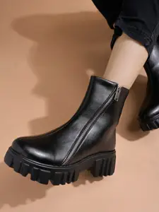 Shoetopia Women Casual Block-Heeled High-Top Boots