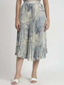 ZWERLON Women Abstract Printed A-Line Midi Skirt