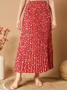 ZWERLON Floral Printed A-Line Maxi Skirt