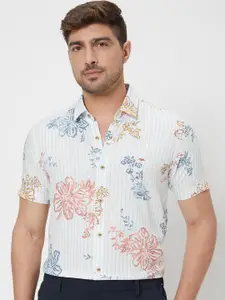 Mufti Men Spread Collar Floral Printed Slim Fit Casual Shirt