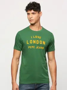 Pepe Jeans Typography Printed Pure Cotton Slim Fit T-shirt