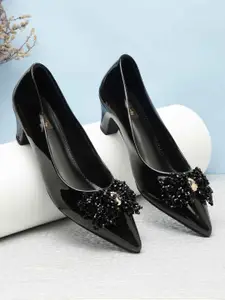 Flat n Heels Embellished Block Heel Pumps
