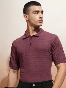 Highlander Men Relaxed Fit Textured Half Sleeve T-shirt