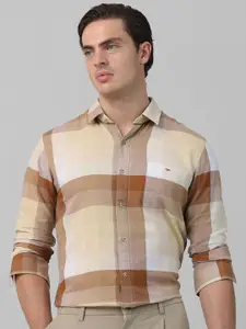 Mufti Men Spread Collar Checked Cotton Slim Fit Casual Shirt