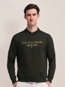 U.S. Polo Assn. Men Brand Logo Printed Round Neck Cotton Pullover Sweatshirt