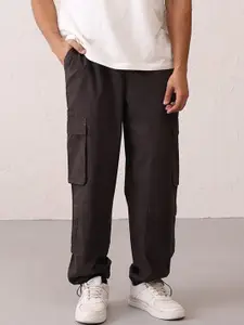 Kranium Snazzy Men Pure Cotton Mid Rise Parachute Track Pants