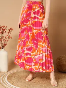 ZWERLON Women Printed Flared Maxi Skirt