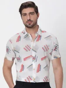 Mufti Men Spread Collar Abstract Printed Cotton Slim Fit Casual Shirt