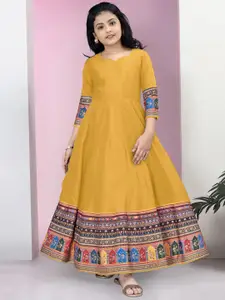 FASHION DREAM Girls Ethnic Motifs Printed Maxi Ethnic Dress