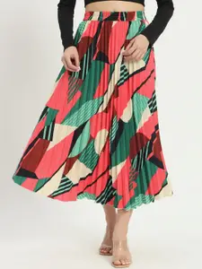 ZWERLON Women Printed Flared A-Line Midi Skirt