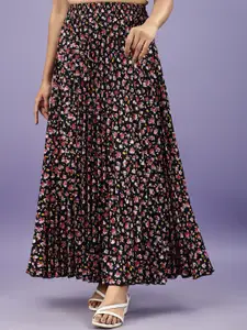 ZWERLON Floral Printed A-Line Maxi Skirt