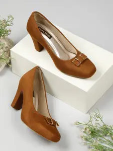 Flat n Heels Suede Block Heel Pumps