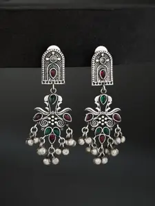 ATIBELLE German Silver Plated Oxidised Contemporary Drop Earrings