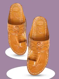 ROYAL KHWAAB Men Ethnic Leather Comfort Sandals