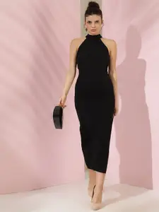 Kotty Women Solid Halter Neck Bodycon Dress