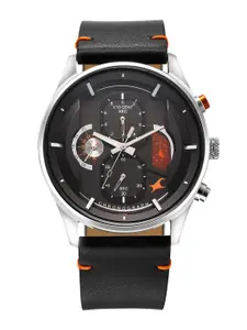 Fastrack Opulence Men Brass Patterned Dial & Leather Straps Chronograph Watch 3315KL01