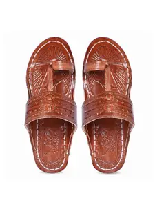 ROYAL KHWAAB Men Ethnic Leather Comfort Sandals