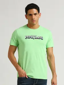 Pepe Jeans Typography Printed Pure Cotton Slim Fit T-shirt