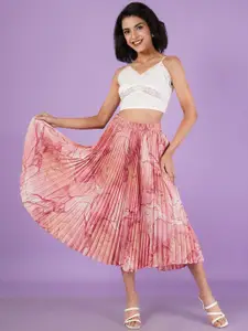 ZWERLON Women Abstract Printed A-Line Midi Skirts