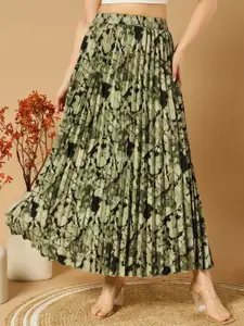 ZWERLON Printed A-Line Maxi Skirt