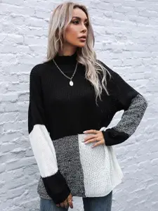 KPOP Women Colourblocked Longline Pullover