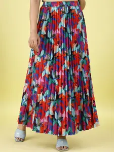 ZWERLON Floral Printed A-Line Maxi Skirt
