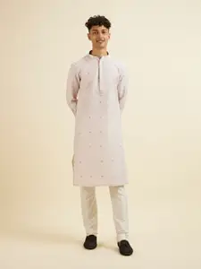 Manyavar Floral Woven Design Straight Kurta with Pyjamas